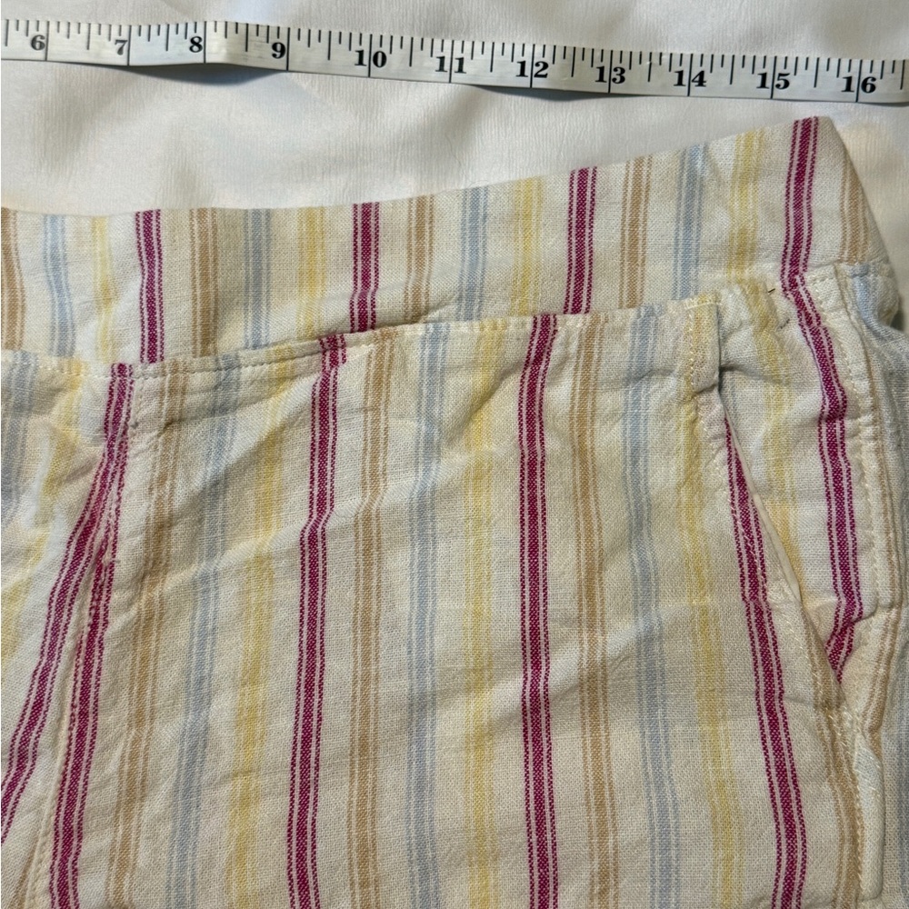 GAP Linen Blend Striped Shorts Women’s Large Elastic Waist Pull On - Picture 7 of 9
